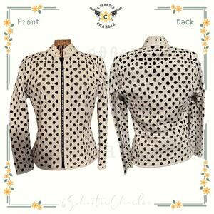 Western Pleasure Horsemanship Showmanship White Leather Bling Horse Show Jacket